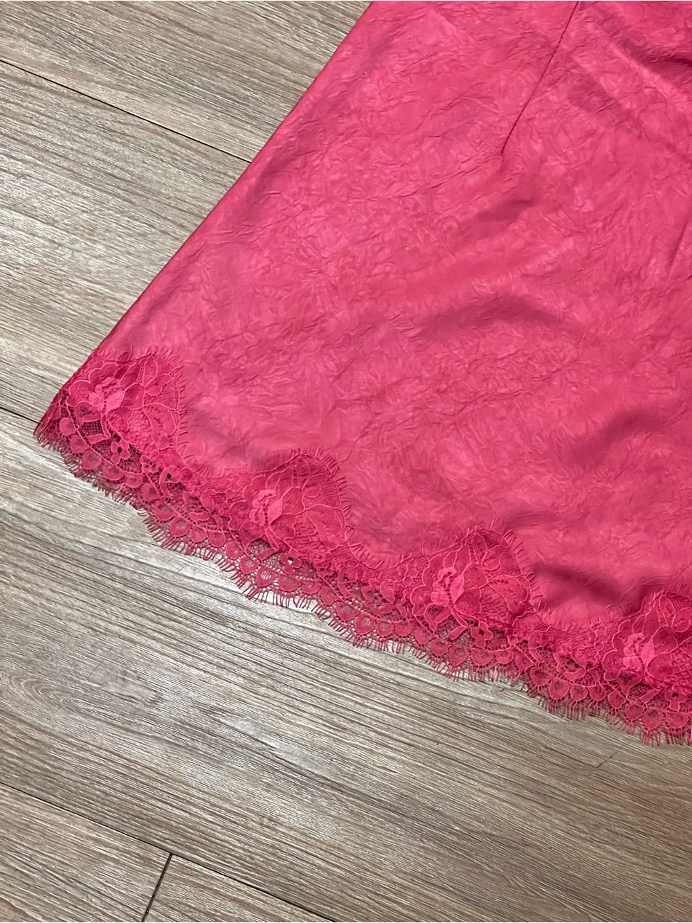 NWT Satin Lace-Trim Pink Mini Skirt - Picture 3 of 5